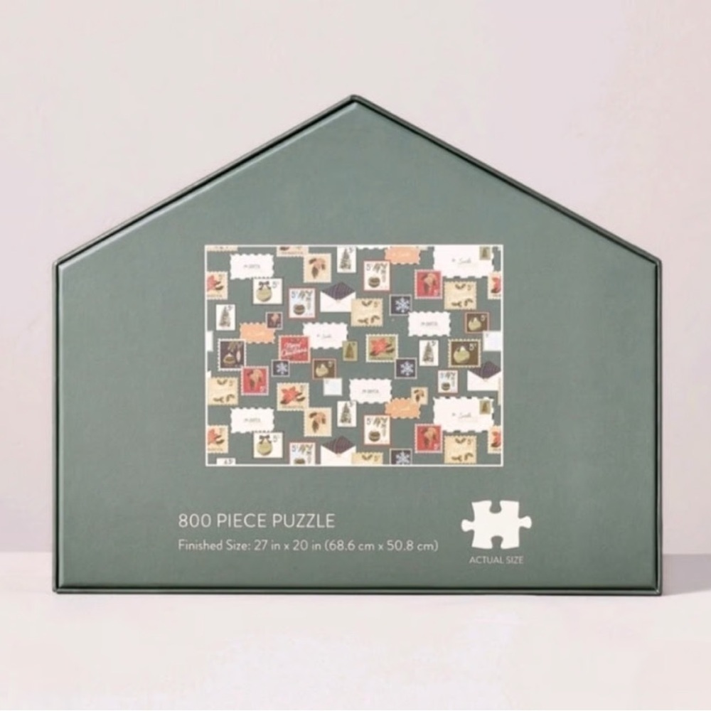 Hearth & Hand w/ Magnolia Christmas Stamp Puzzle 800 Pieces Holiday Preowned
